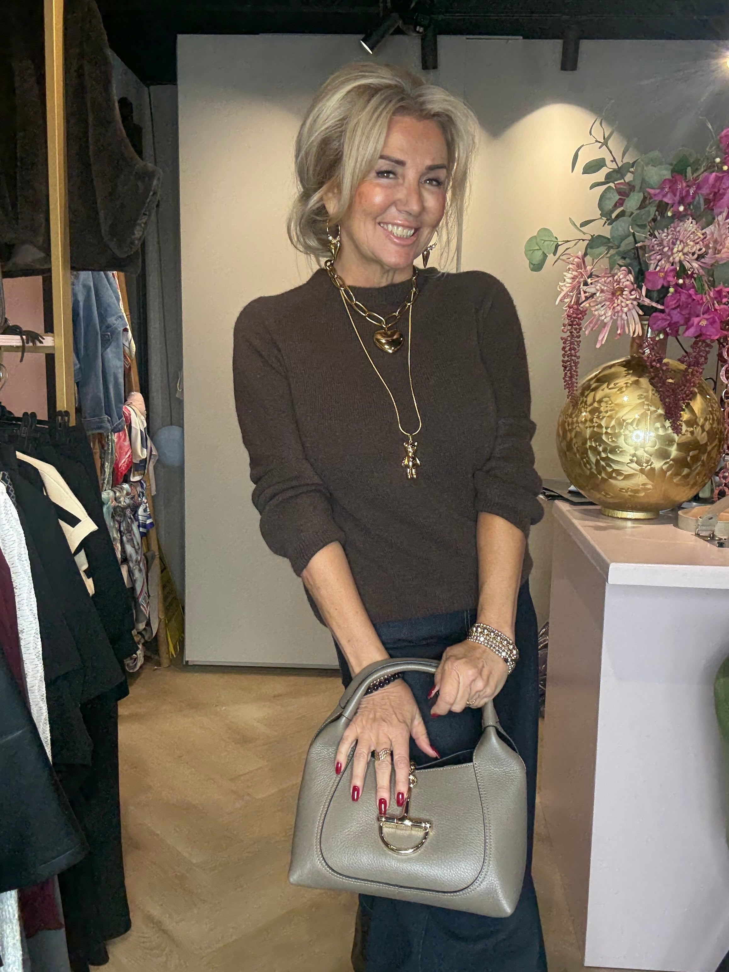 Triple Nine Alpaca Trui Long Sleeves Bruin